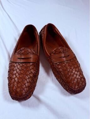 Robert Zur Brown Woven Leather Loafers - Size 12D